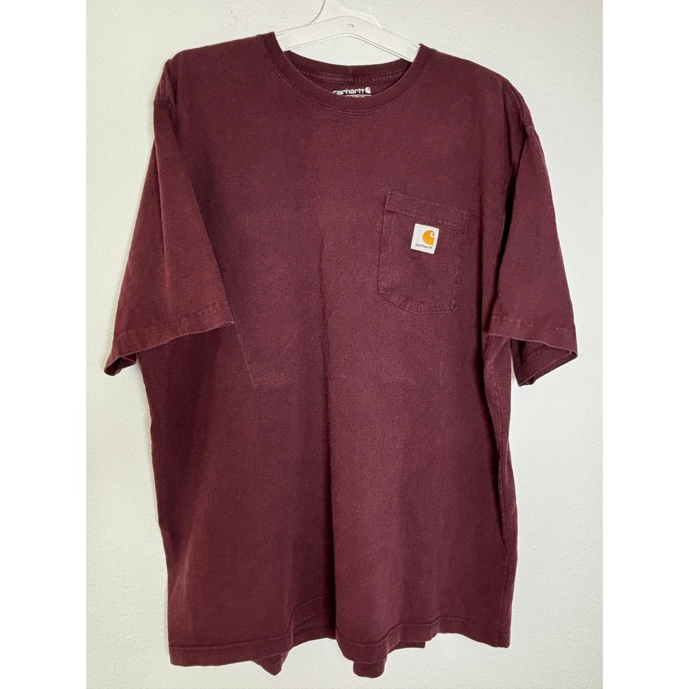 Carhartt Mens Loose Fit K87 Pocket T-Shirt XL Burgundy Maroon Short Sleeve Tee